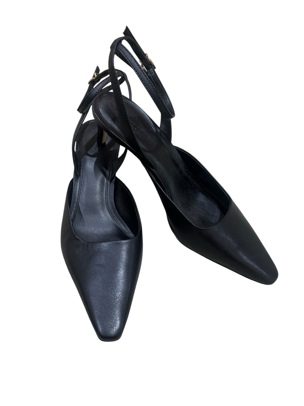 NWT Nordstrom Black strappy ankle Pointed-Toe Slingback Kitten Heels size 10 - Picture 2 of 8